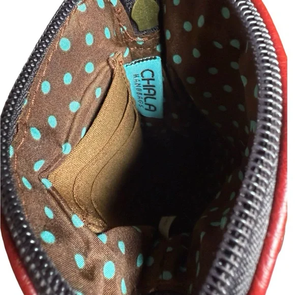 Chala Crossbody Phone Purse – Dog Appliqué, Red Faux Leather | Like New - Picture 5 of 7